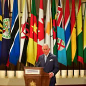 Prince Charles has become head of state in the Commonwealth following the death of Queen Elizabeth II. He is pictured speaking at the formal opening of the Commonwealth Heads of Government Meeting (CHOGM) at Buckingham Palace in London on April 19, 2018