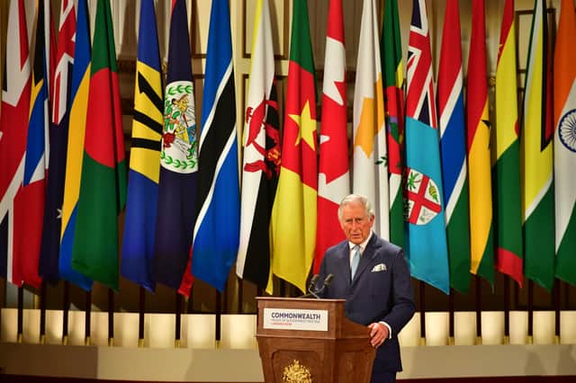 Prince Charles may become head of state following the death of Queen Elizabeth II. He is pictured speaking at the formal opening of the Commonwealth Heads of Government Meeting (CHOGM) at Buckingham Palace in London on April 19, 2018