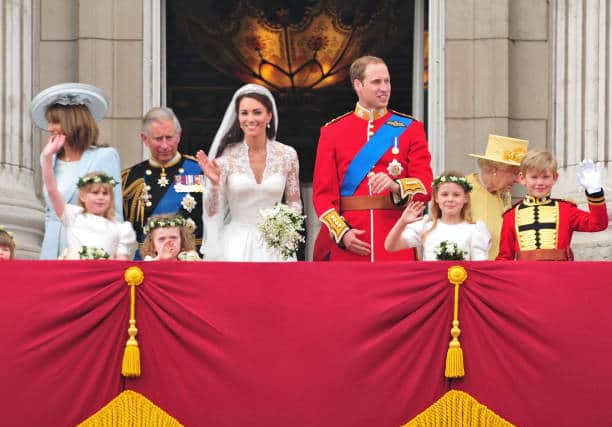 Kate Middleton’s wedding dress was inspired by the Queen’s long sleeves and sweetheart neckline (Pic:Getty)