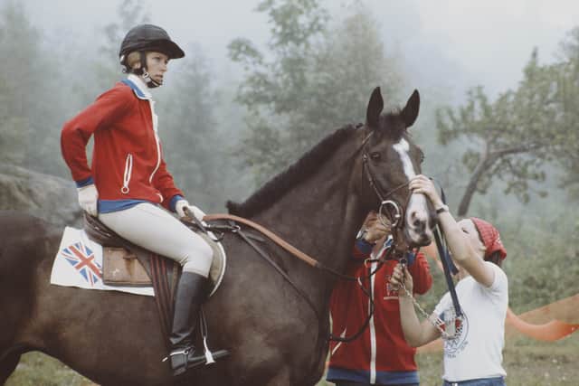 HRH Princess Anne, The Princess Royal aboard Goodwill during the Mixed Three-Day Event Team Cross-Country at the XXI Olympic Summer Games on 24 July 1976 at the Olympic Equestrian Centre, Bromont, Qubec, Canada. (Photo by Getty Images)