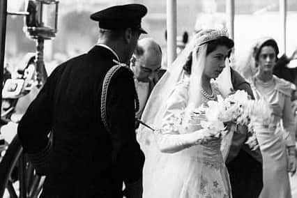 Queen Elizabeth arriving for her wedding in 1947 at the age of 21 (Pic:Getty)