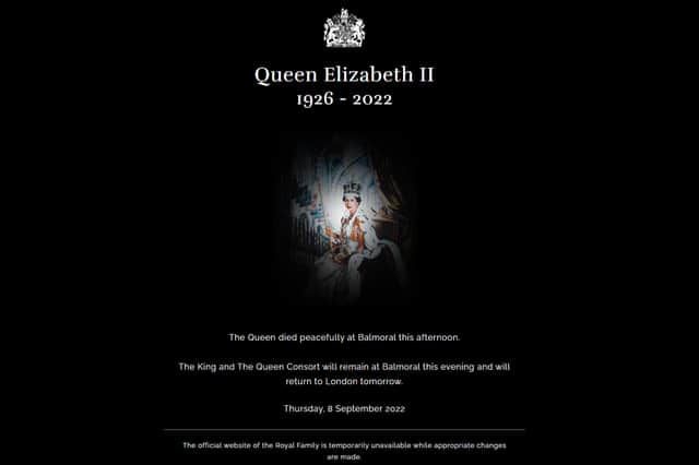 The website of the Royal Family has switched to a tribute to the Queen