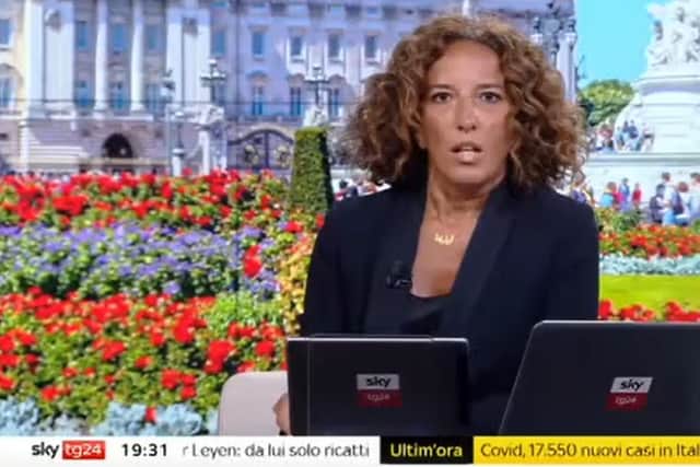 A presenter for Italy’s TG24 news programme struggled to keep her emotions at bay as she reported the death of the Queen.