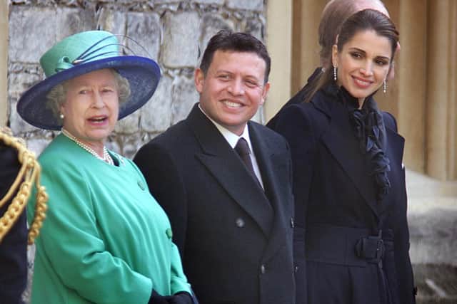 The Queen with King Abdullah II and Queen Rania of Jordan (Getty Images)