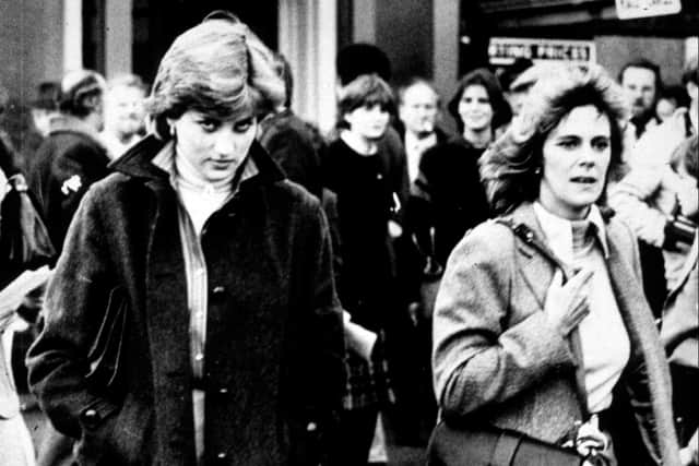 Lady Diana Spencer and Camilla Parker-Bowles at Ludlow Races where Prince Charles is competing, 1980. (Photo by Express Newspapers/Archive Photos) 