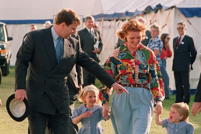 The Duke and Duchess of York appear together with their children during the Royal Windsor Horse Show, 16 May 1992. This was their first appearance together since the announcement of their separation last March.  (Photo credit should read THIERRY SALIOU/AFP via Getty Images)