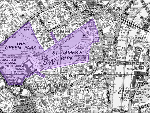 The graphic released by the Met Police shows which roads in and around Westminster will be closed to vehicles on Sunday September 11. (Image: Metropolitan Police)