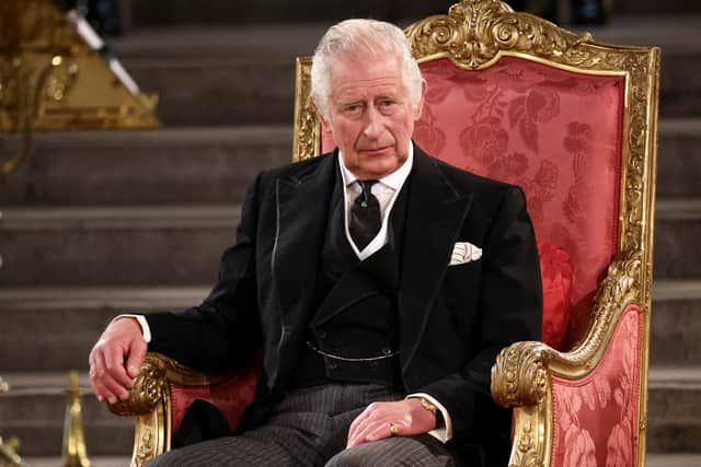 King Charles III attends the Presentation of Addresses in Westminster Hall (Pic: Getty Images) 