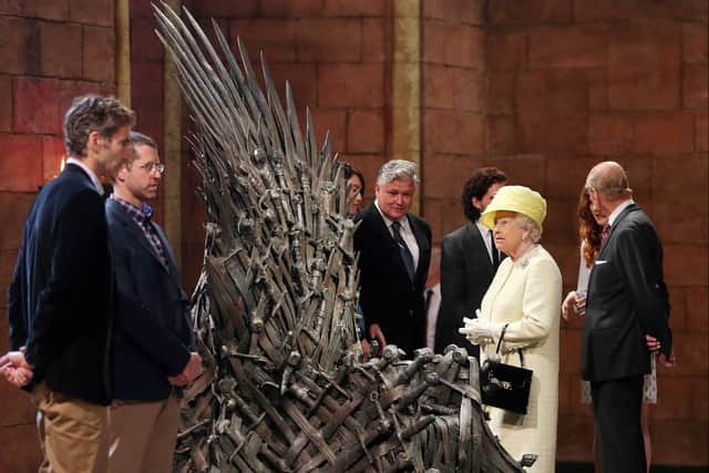 Queen Elizabeth II visits the set of Game of Thrones (Photo by Jonathan Porter - WPA Pool/Getty Images)