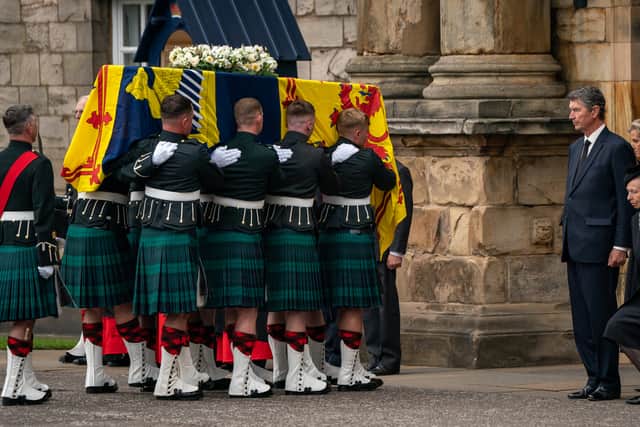 The coffin of Queen Elizabeth II arriving at Holyroodhouse on 11 September (Pic: Getty Images)