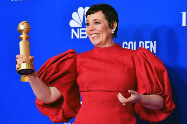 British actress Olivia Colman with her Golden Globe Award in January 2020 (Photo by FREDERIC J. BROWN / AFP)