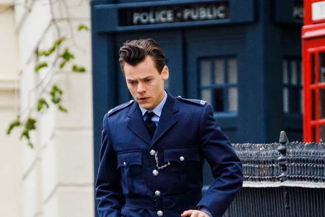 Harry Styles seen on the filmset for 'My Policeman' on May 14, 2021 in Brighton, England. (Photo by Tristan Fewings/Getty Images)