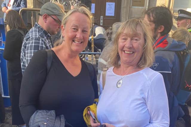 Lynn (left) and Ruth (right) travelled to Edinburgh to watch the procession. (Credit: Heather Carrick/NationalWorld)