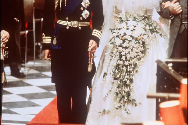 Picture of Lady Diana, Princess of Wales with Prince Charles of Wales at their wedding at St Paul Cathedral in London in this file photo dated 29  July 1981 (Photo by STR/AFP via Getty Images)