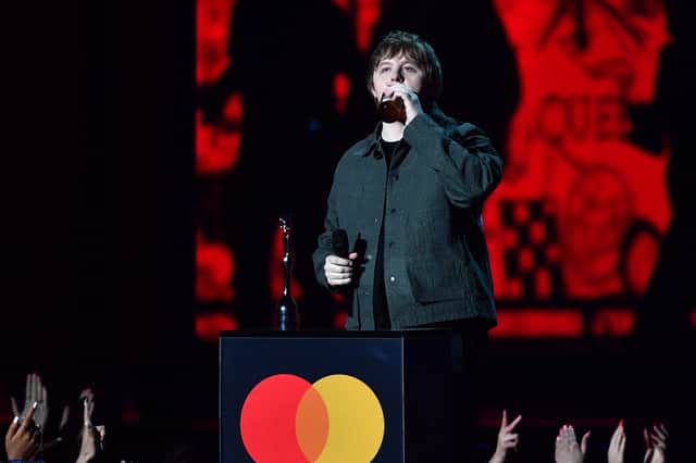 Lewis Capaldi accepts the Best New Artist award during The BRIT Awards 2020 at The O2 Arena in London, England. (Photo by Gareth Cattermole/Getty Images)