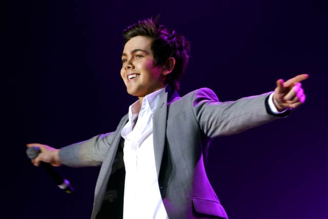 X Factor contestant Ray Quinn performs during the ‘Number One Project’ charity concert at Liverpool’s Echo Arena in January 2008.  (Photo by Jim Dyson/Getty Images)