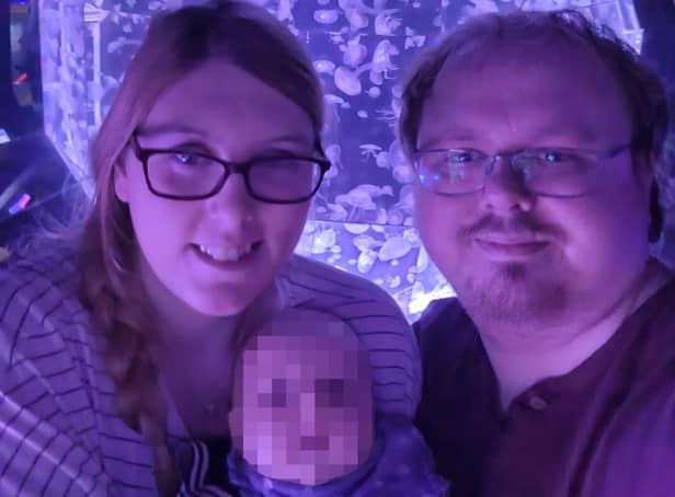 <p>Abi and Matthew Fisher with their daughter, who was conceived with IVF. Six months after her birth, Matthew strangled Abi to death. Credit: Facebook</p>