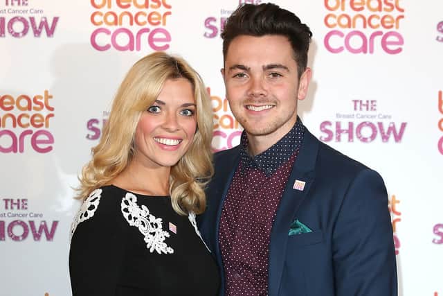 Emma Stephens and Ray Quinn arriving at the afternoon performance of the Breast Cancer Care Fashion Show in October 2013.  (Photo by Tim P. Whitby/Getty Images for Breast Cancer Care)