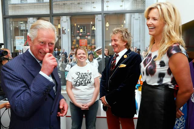 King Charles III, formerly Prince Charles, pictured with Penny Lancaster and Rod Stewart (Photo by Andrew Winning - WPA Pool/Getty Images)
