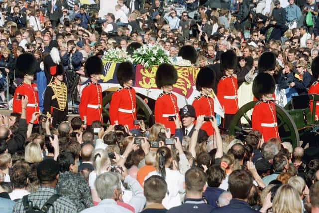 Guardsmen escort the coffin of Diana, Princess of Wales in 1997 (Pic: AFP via Getty Images)