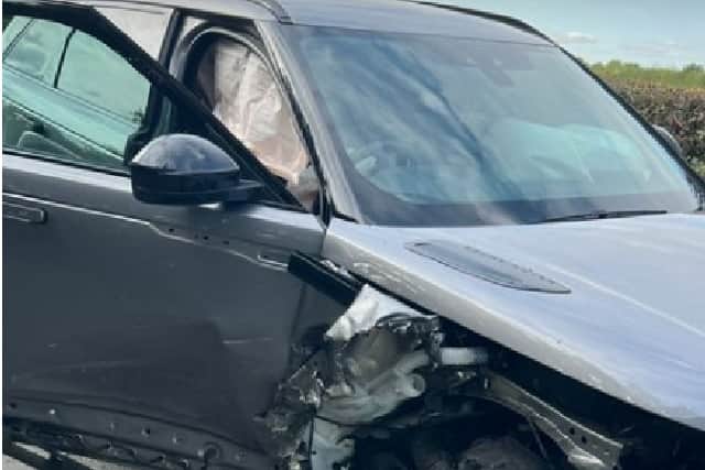 Mary shared a picture of the damaged Range Rover Velar.  (Photo: @mary_bedford/Instagram)