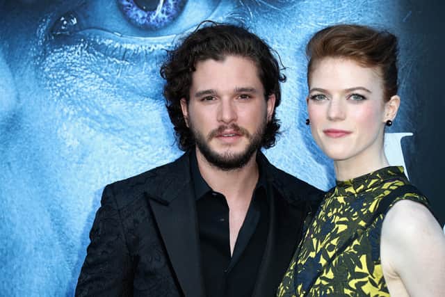 Kit Harrington with co-star and wife Rose Leslie
