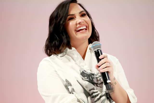 Demi Lovato speaks on stage at the Teen Vogue Summit 2019 at Goya Studios on November 02, 2019