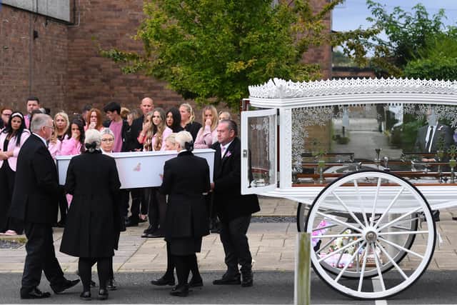 The Coffin of Olivia Pratt-Korbell is carried into St Margaret Mary’s Church. Photo: Richard Martin-Roberts/Getty Images