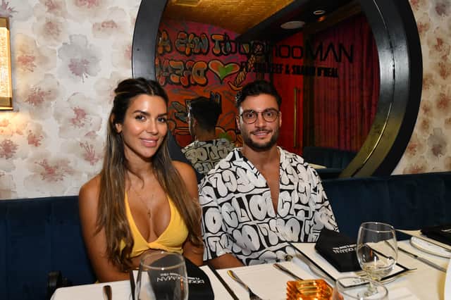 Ekin-Su Cuculoglu and Davide Sanclimenti attend the boohooMAN x Shareef & Shaqir O'Neal NYFW Dinner at Sei Less on September 10, 2022 in New York City. (Photo by Craig Barritt/Getty Images for boohooMAN)