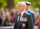 Prince Andrew has been a visible presence at the events involving the Queen’s coffin (image: AFP/Getty Images)