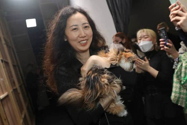 Yuhan Wang pictured behind the scenes at her London Fashion Week show in February (Pic:Getty)