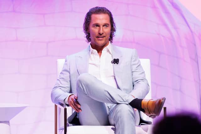  Matthew McConaughey speaks at the Lincoln Centennial Celebration 2022 in Los Angeles. (Photo by Rich Polk/Getty Images for Lincoln)