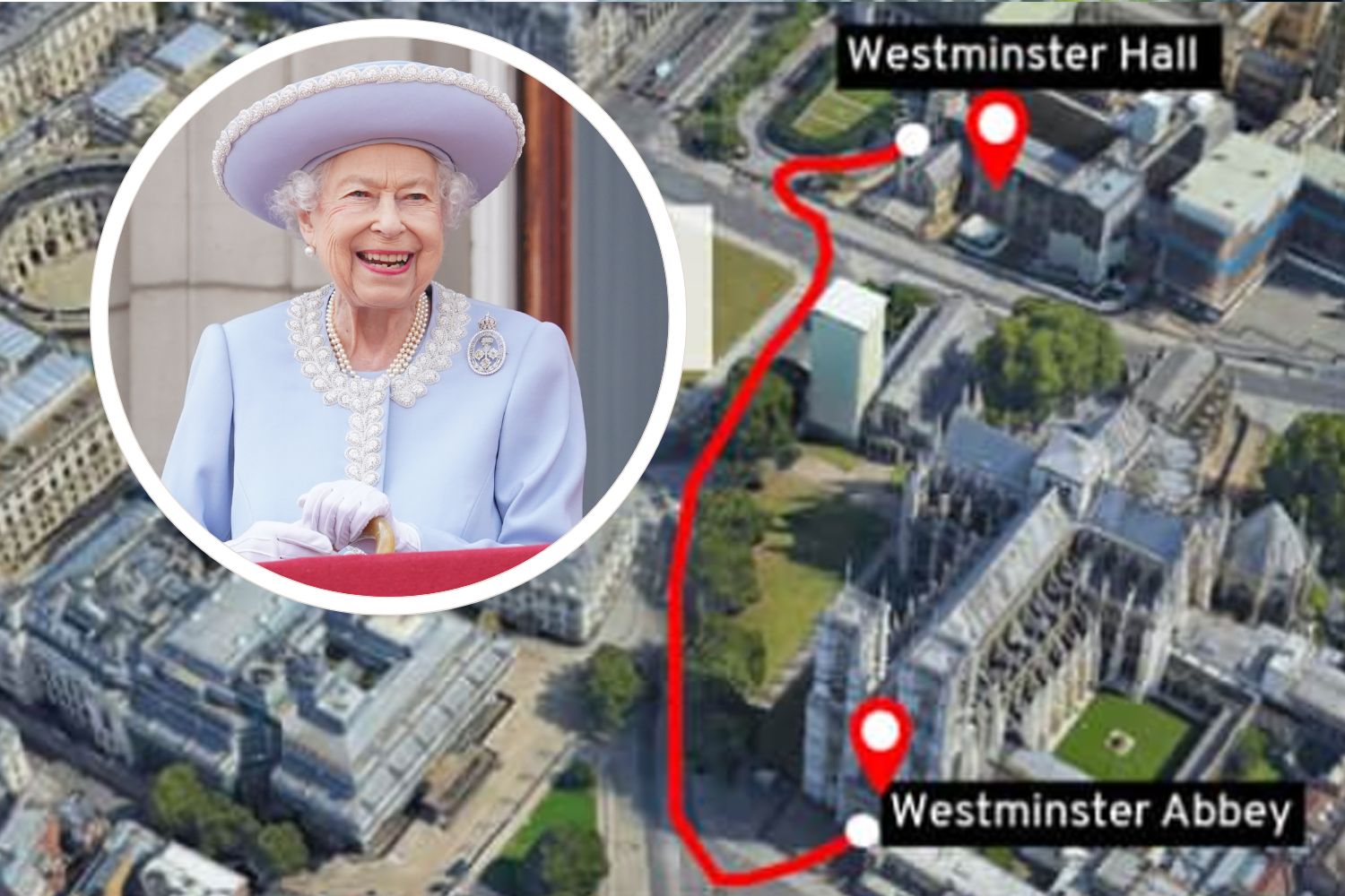 Queen Elizabeth II funeral procession: map of route for Monday - from Westminster Hall to Windsor