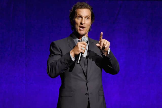 Actor Matthew McConaughey speaks onstage during the CinemaCon 2018 Gala Opening Night Event