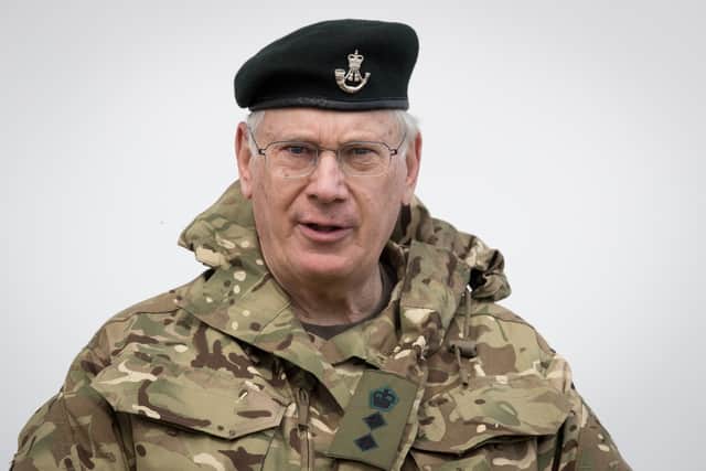 HRH Prince Richard, Duke of Gloucester watches a demonstration at a live firing point during his visit to Okehampton Camp, Dartmoor, during the 6th Battalion near Okehampton on September 26, 2017.   (Photo by Matt Cardy/Getty Images)
