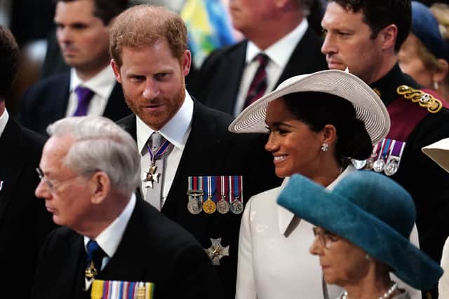 Major Thompson spotted behind Prince Harry and Meghan Markle at the Queen’s Platinum Jubilee (Pic:getty)