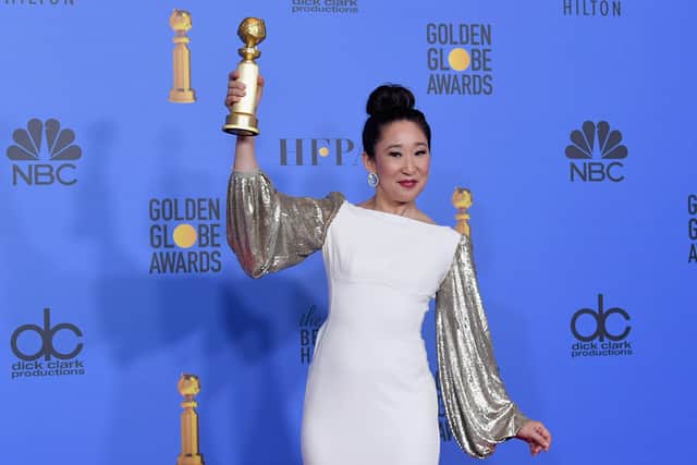 Host and Best Performance by an Actress in a Television Series Drama 'for Killing Eve' winner Sandra Oh poses in the press room during the 76th Annual Golden Globe Awards at The Beverly Hilton Hotel on January 6, 2019 in Beverly Hills, California.  (Photo by Kevin Winter/Getty Images)