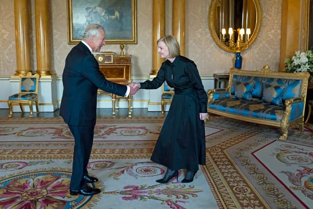King Charles III receives Prime Minister Liz Truss in the 1844 Room at Buckingham Palace (Pic: Getty Images)