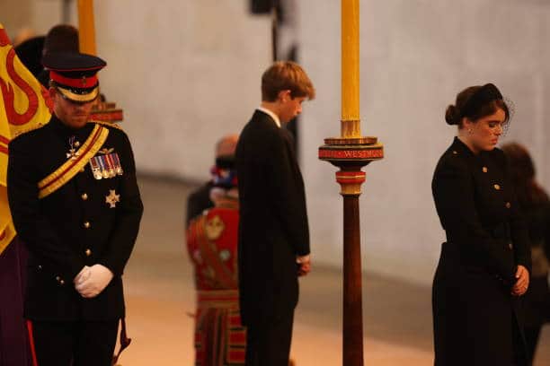 James Viscount at the Queen’s vigil with Prince Harry (Pic:Getty)