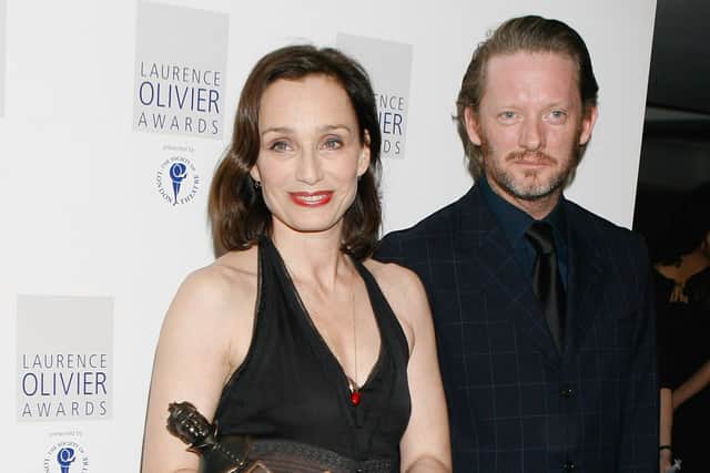 Douglas Henshall with Kristin Scott Thomas at the Laurence Olivier Awards. (Photo by Jo Hale/Getty Images)
