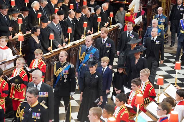 Prince George and Princess Charlotte were among those walking behind the late Queen’s coffin.