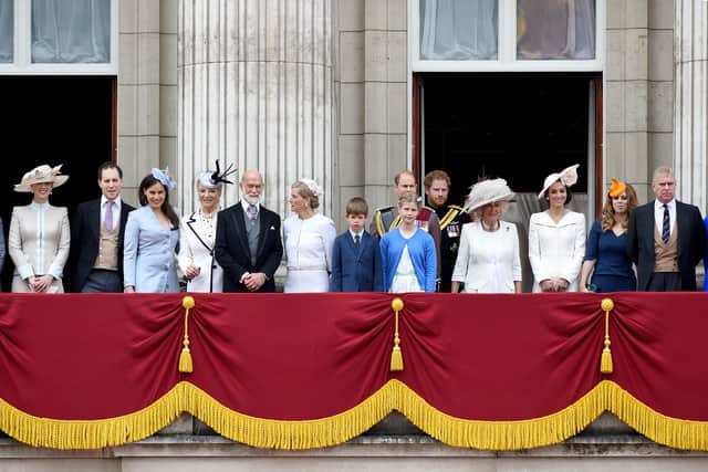 Sophie Winklemen alongside other members of the Royal Family on the Buckingham Palace balcony during the Trooping the Colour to mark the Queen’s 90th birthday in 2016. (Photo by Ben A. Pruchnie/Getty Images)