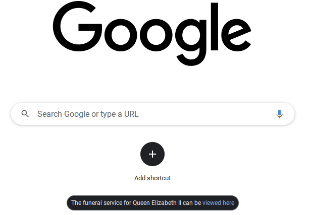 Google has changed the colour of its logo in tribute to the late Queen (Photo: Google)