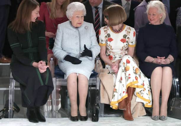 Angela Kelly seen with Queen Elizabeth II and Anna Wintour (Pic:Getty)