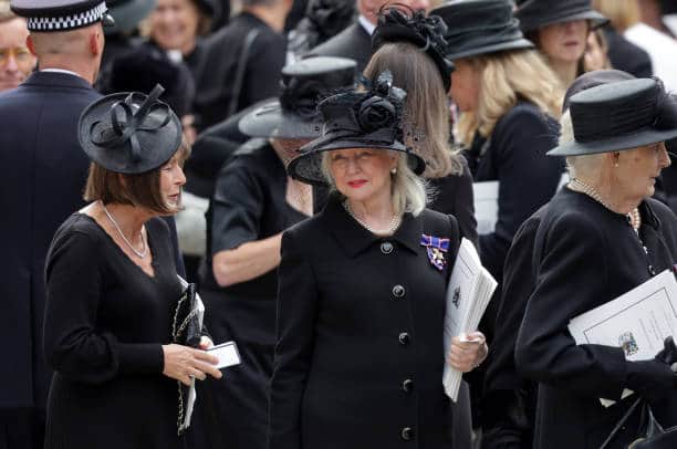 Angela Kelly leaves Westminster Abbey after the Queen’s funeral (Pic:Getty)