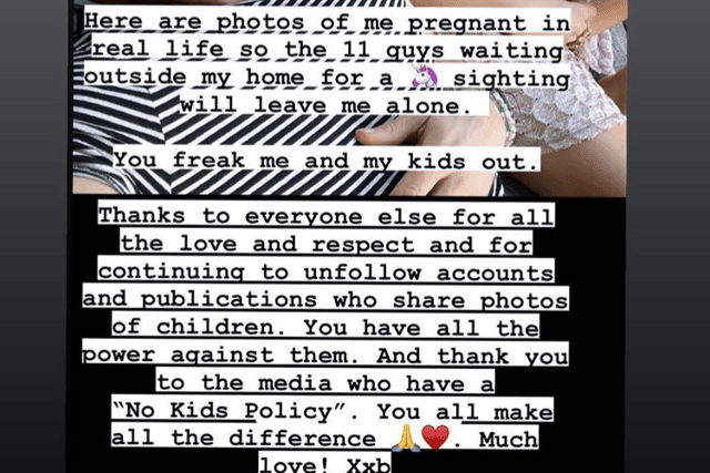 Ryan Reynolds shared his wife Blake Lively’s message to the paparazzi on his own Instagram. (Credit @vancityreynolds Instagram)