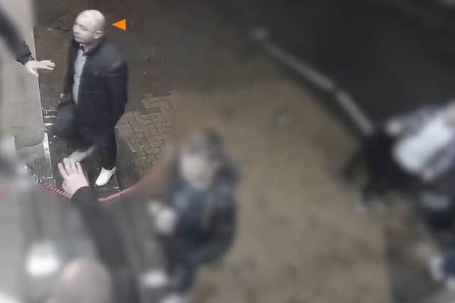 Footage released by Northamptonshire Police shows Boianjiu before the attack prowling a nightclub in Wellingborough and harassing numerous woman. Security staff kicked him out of the club after a string of complaints from revellers but he waited outside. Credit : Northants Police