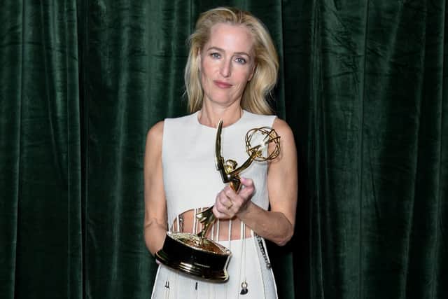Gillian Anderson won the Outstanding Supporting Actress for a Drama Series award for The Crown at the 73rd Annual Primetime Emmy Awards. (Photo by Gareth Cattermole/Getty Images)