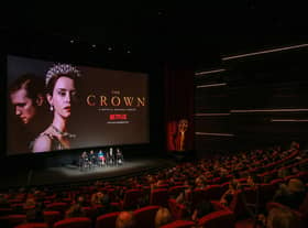 Krista Smith, Peter Morgan, Claire Foy, Vanessa Kirby and Jane Petrie speak onstage during the For Your Consideration event for Netflix’s “The Crown” at Hollywood’s Saban Media Center in April 2018. (Photo by Rich Fury/Getty Images)