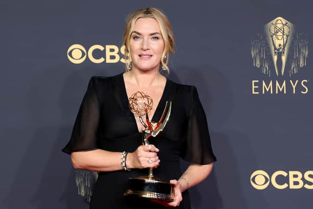 Kate Winslet, winner of the Outstanding Lead Actress during the 73rd Primetime Emmy Awards. (Photo by Rich Fury/Getty Images)